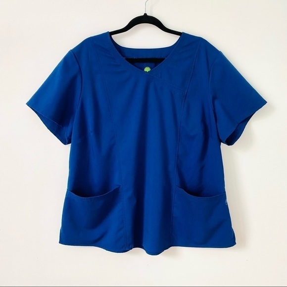 Healing Hands Blue Plus Size Scrub Top 3X - Picture 6 of 8